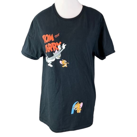 Tom and Jerry Graphic Tee T Shirt Sz Medium Black - Picture 1 of 4
